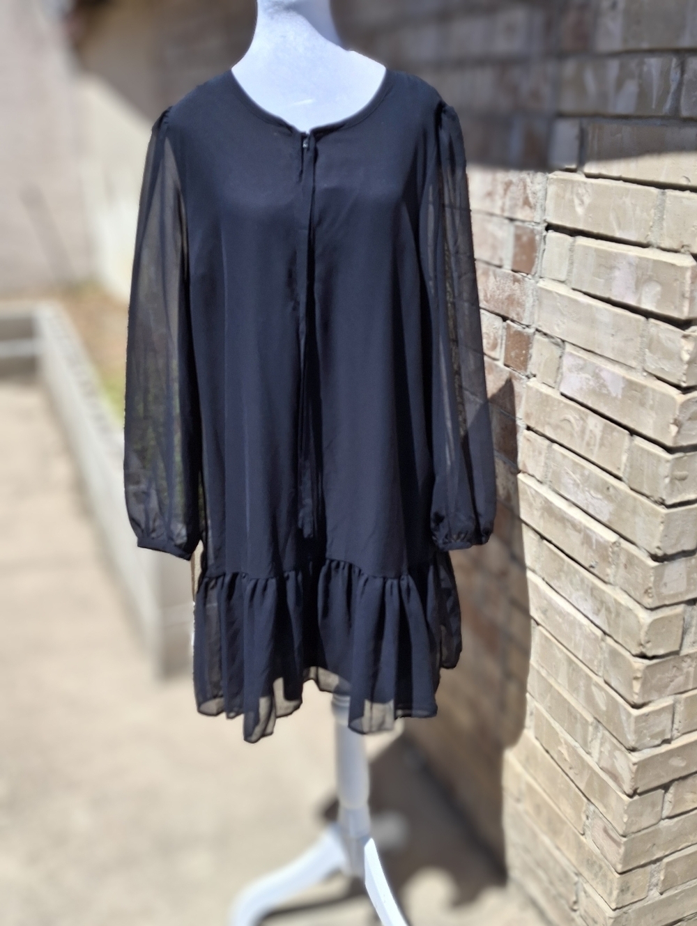 Draper James Long Sleeve Flounce Ruffle Tier Black Dress   Women Size Medium - Picture 4 of 15